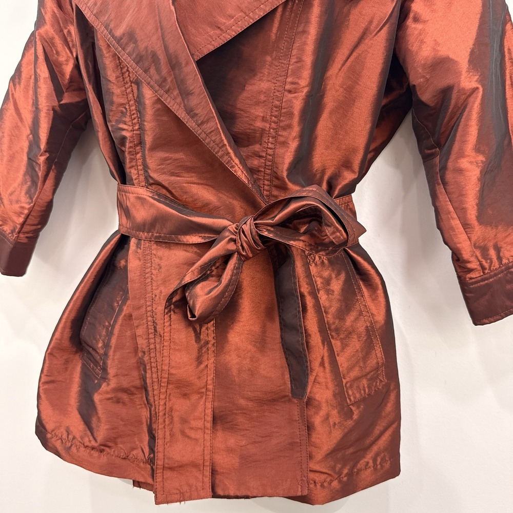 Chicos Marilee Topper Womens 2/L Rust NWT Iridescent Sophisticated Belted Glam - Picture 11 of 16